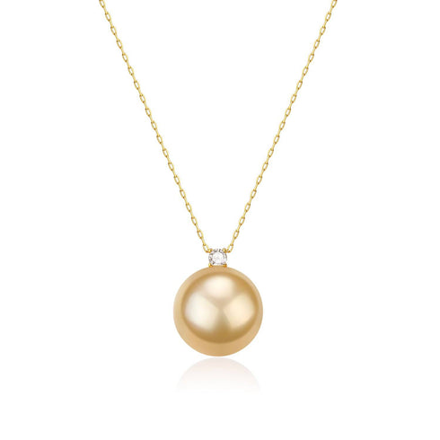 11-12mm Golden South Sea Pearl & Sasha Pendant Necklace - House Of Pearls
